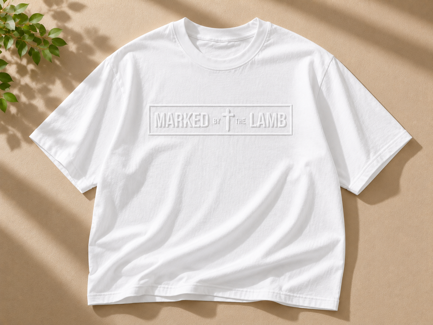 White Embossed Logo Tee
